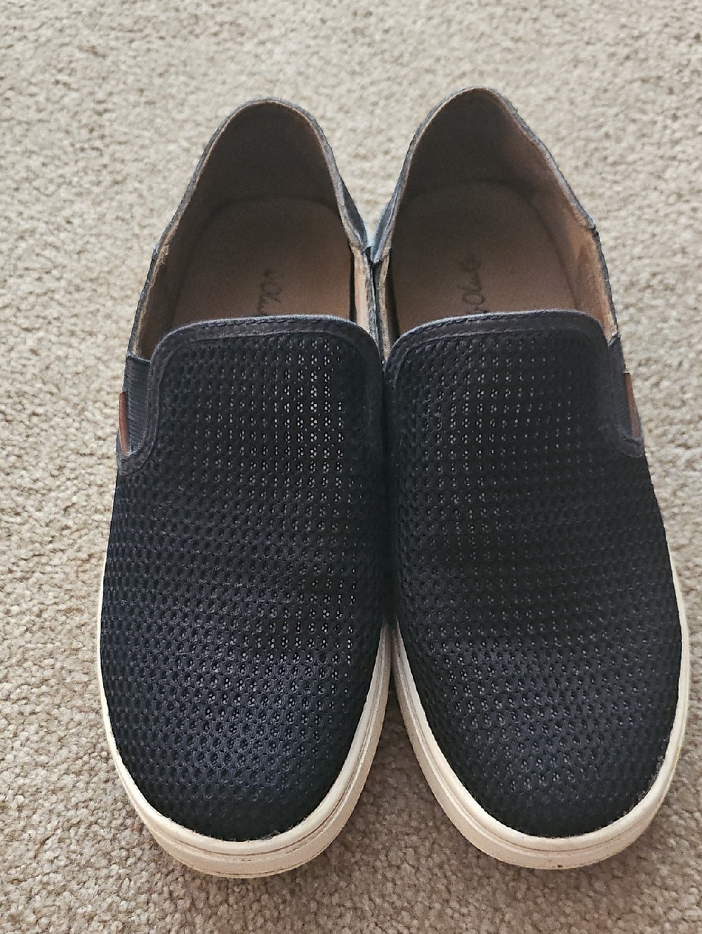 Olukai Pehuea Black Slip On Womens Size 8